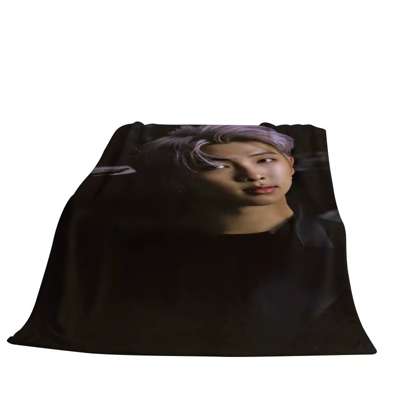 Potdemiel Kpop BTS Park Ji Min Flanell-Überwurfdecke, schwarz, weich und warm - Bild 2