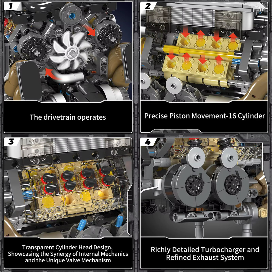 wishiot V8 Motor Bausteine Montage Modell MOC DIY Kleines Partikel Ziegel Set für Fahrzeuge in Mehrfarbig - Bild 5