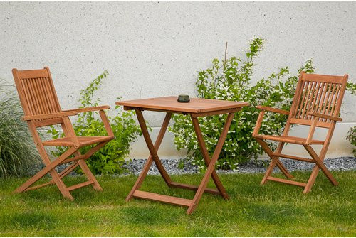 Merxx Gartenmöbel Rio 3-teilige Sitzgruppe aus Eukalyptusholz in Beige und Braun - Bild 1