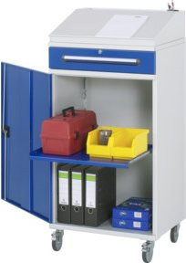 Rau Beistellschrank Stehpult 02 mobil mit Türen, Schubladen und Schloss B65 x T52 x H123,5/134,5 cm - Bild 1