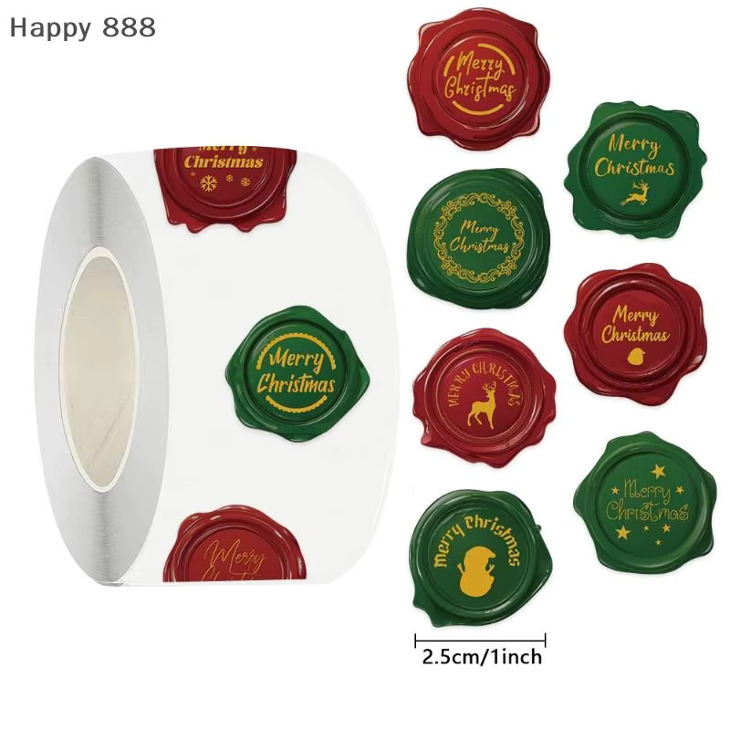 500-teiliges Weihnachtsaufkleber-Set mit runden 1-Zoll-Tags in Mehrfarben für Geschenke, Backen und Schreibwaren - Bild 4