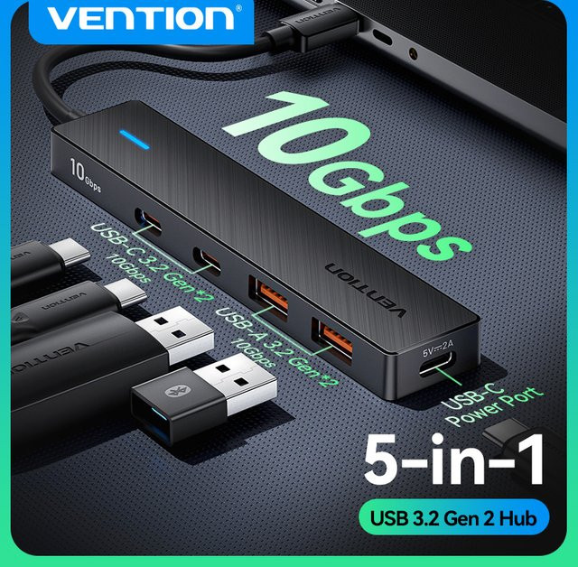 Vention USB-C Hub mit 4 USB 3.2 Gen 2 Ports und 10 Gbit/s Übertragungsrate für MacBook Pro Air M1 und Laptop - Bild 1
