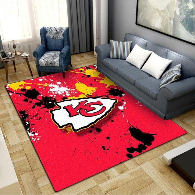 Kansas City Teppich in Rot, moderner abstrakter Bodenmatten-Teppich aus Polyester, rutschfest und waschbar, B/T: 70 x 100 cm - Bild 1