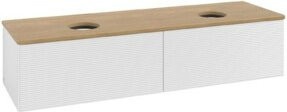 V&B Waschtischunterschrank Antao mit Frontstruktur, Eiche Honig und Weiß Lack, B/T/H: 160 x 50 x 50 cm - Bild 1