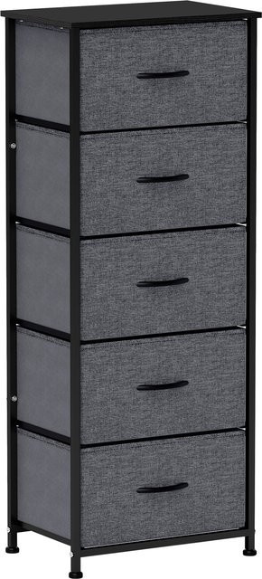 HOMCOM Kommode mit 5 Stoffschubladen in Dunkelgrau, Stahlkonstruktion in Schwarz, B/T/H: 45 x 30 x 116 cm - Bild 1