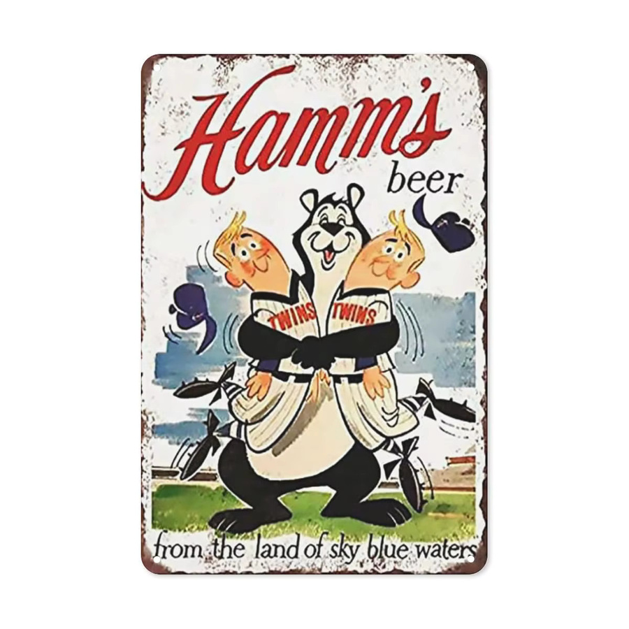 PaBoe Hamms Beer Bear Twins Retro Blechschild Wanddekoration, Mehrfarbig, Rechteckig - Bild 2