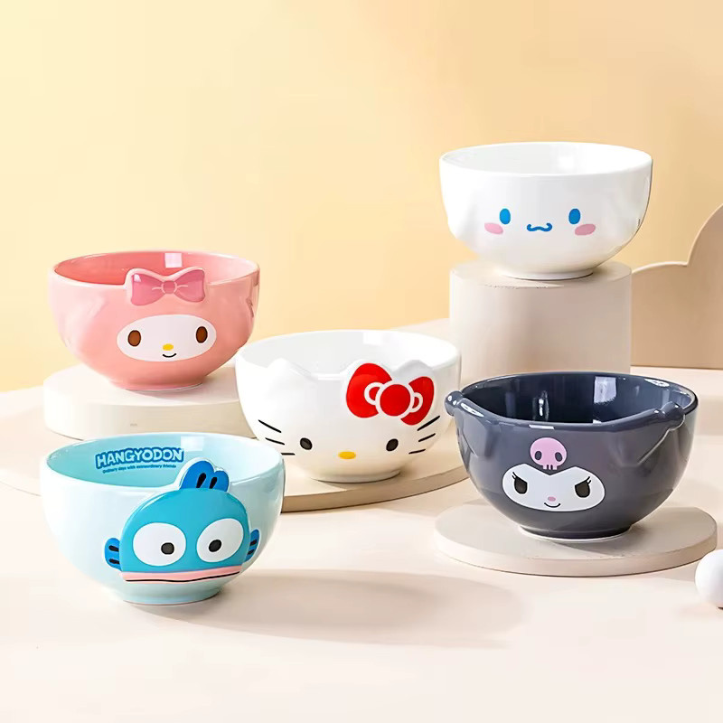 Sanrio Keramik Schüssel mit 3D Relief Design Hello Kitty und Kuromi für Reis oder Salat - Bild 2