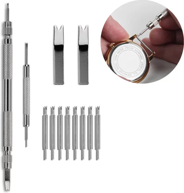 OAKCHARM Uhrenreparaturwerkzeug, 12-teiliges Werkzeugset, Edelstahl, Unisex - Bild 1