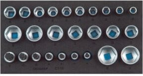 Gedore Steckschlüsseleinsätze 1/2 Zoll 6-kant Set im Check-Tool-Modul aus Chrome Vanadium in Silber - Bild 1