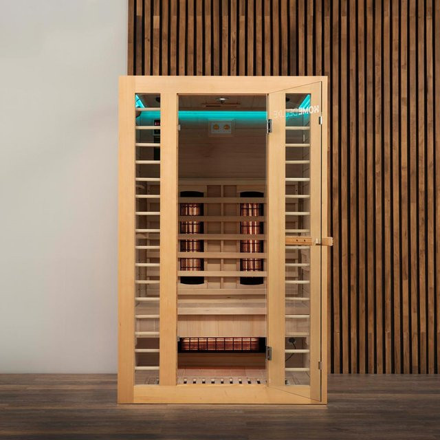 Home Deluxe Infrarotsauna Redsun M Deluxe für 2 Personen mit Fronteinstieg und Vollspektrumstrahlern in Beige/Braun, B/T/H: 120 x 126 x 190 cm - Bild 1