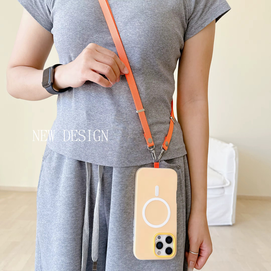 ZHANZHI Telefon-Lanyard als verstellbares Crossbody-Seil und multifunktionaler Schultergurt in Schwarz oder Orange - Bild 1