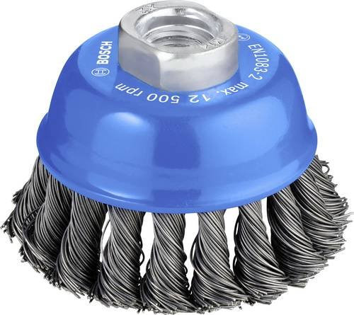 Bosch Topfbürste aus Stahl mit gezopftem Draht für Winkelschleifer, Durchmesser: 75 mm, Drahtstärke: 0,5 mm, Anschluss: M 14 - Bild 1