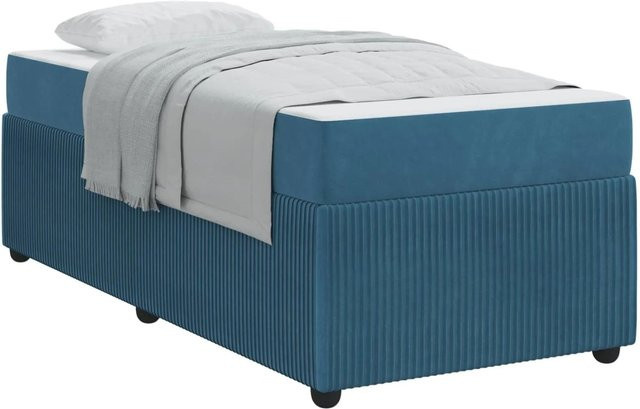 vidaXL Bettrahmen mit Matratze in Blau aus Stoff, B/T: 90 x 200 cm - Bild 1
