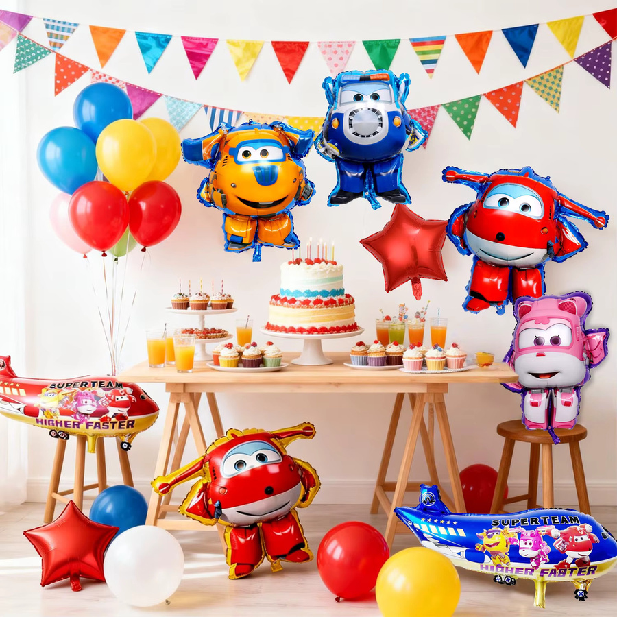9 Stück Super Wings Folienballons in Mehrfarbig für deine Super Wings Partydekoration und Geburtstagsdekoration - Bild 3