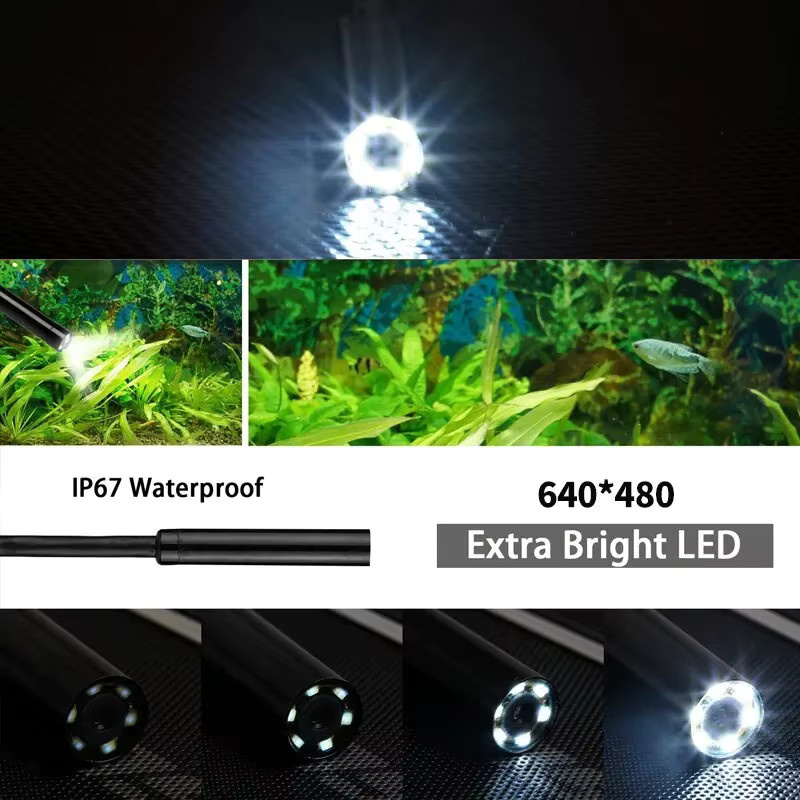 eMastiff Endoskop Kamera mit 7mm flexibler Linse, IP67 wasserdicht, Micro-USB, 6 einstellbare LEDs, Schwarz - Bild 3
