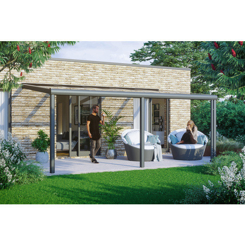 SKANHOLZ Terrassenüberdachung Garda in Schiefergrau mit Polycarbonat-Dach und integrierter Regenrinne, Breite: 541 cm - Bild 2
