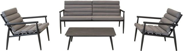 Lesli Lounge-Set Harper 4-teilig Stone in Anthrazit mit Polsterung und Aluminiumgestell - Bild 1