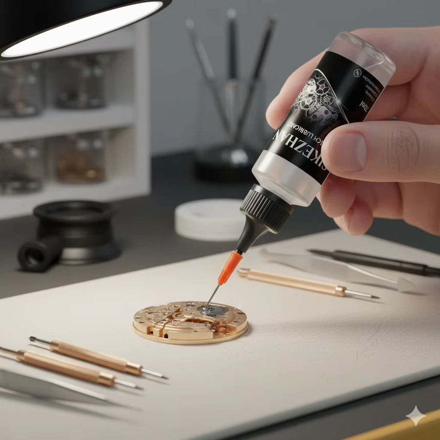 Set aus Schmieröl, Nagellackpaste und Stoff für Uhrwerke, Edelstahlgehäuse/Band-Kratzerentferner - Bild 3