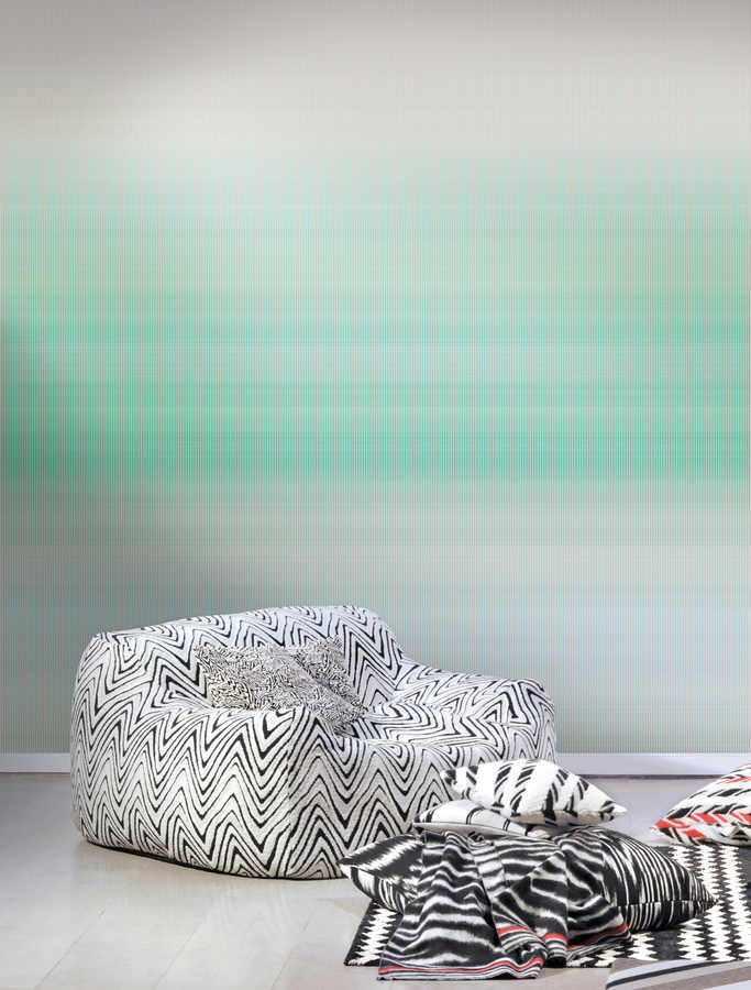 Missoni Home Tapete Oleg in Grün mit abstraktem Design aus Vinyl und Satin-Gloss-Finish - Bild 1