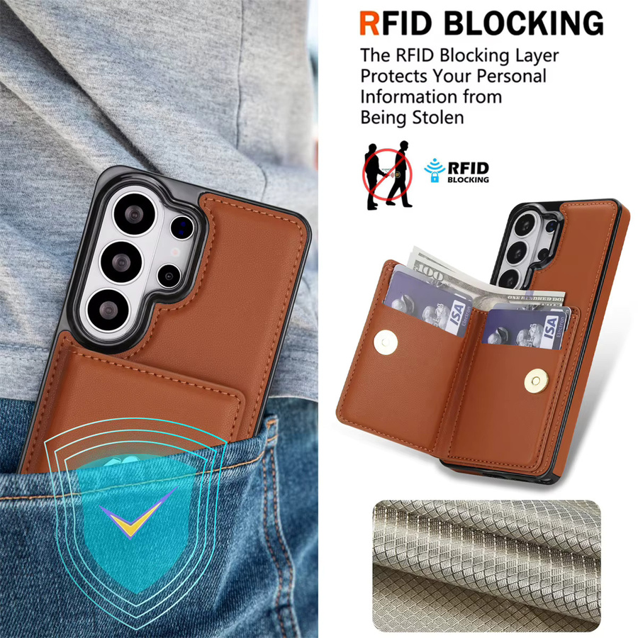 szHAIyu Brieftasche mit Kartenhalter und Ringständer als Handyhülle für Samsung Galaxy S26 Ultra S25 S24 FE S23 S22 S21 Plus A55 A56 A36 A16 A26 in Braun - Bild 2