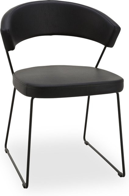 Polsterstuhl New YORK Calligaris aus Leder in Schwarz, B/T/H: 52 x 57 x 75,5 cm - Bild 1
