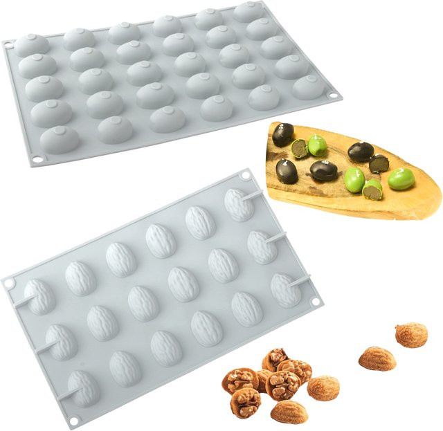 SHENHONG Silikon Schokoladenformen für Dessert und Muffin-Backen mit Walnuss- oder Oliven-Design - Bild 1
