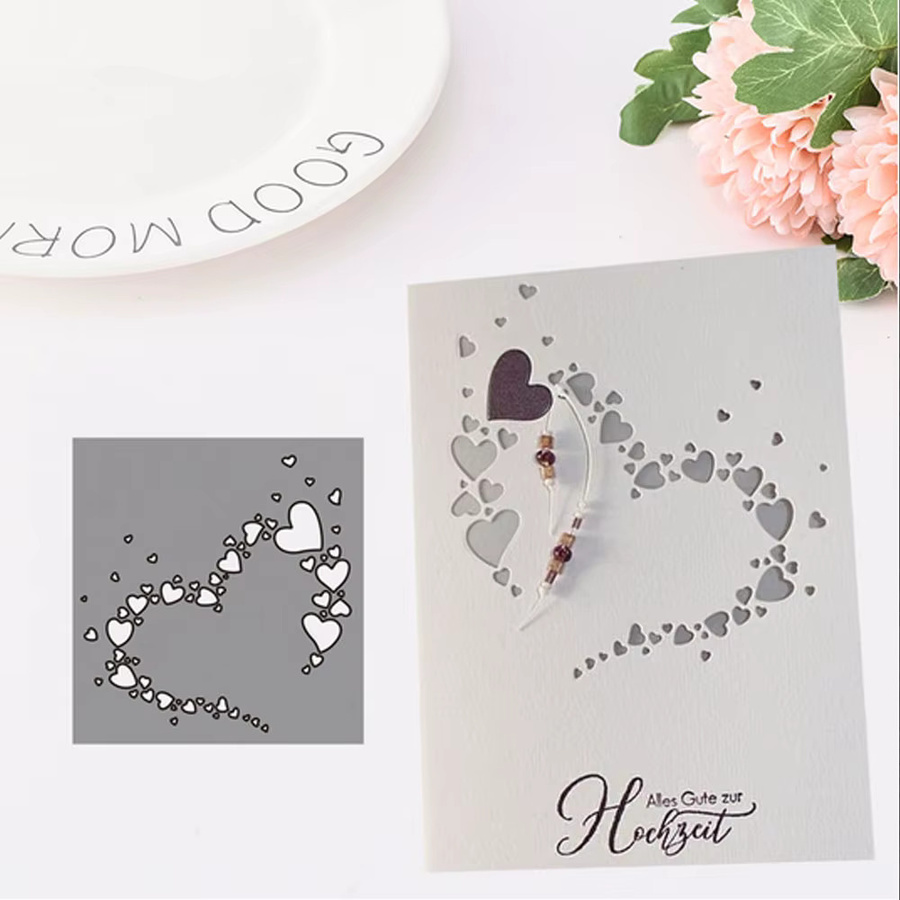 Silberne Metall Stanzform Herz für DIY Scrapbooking und Papierdekoration - Bild 3