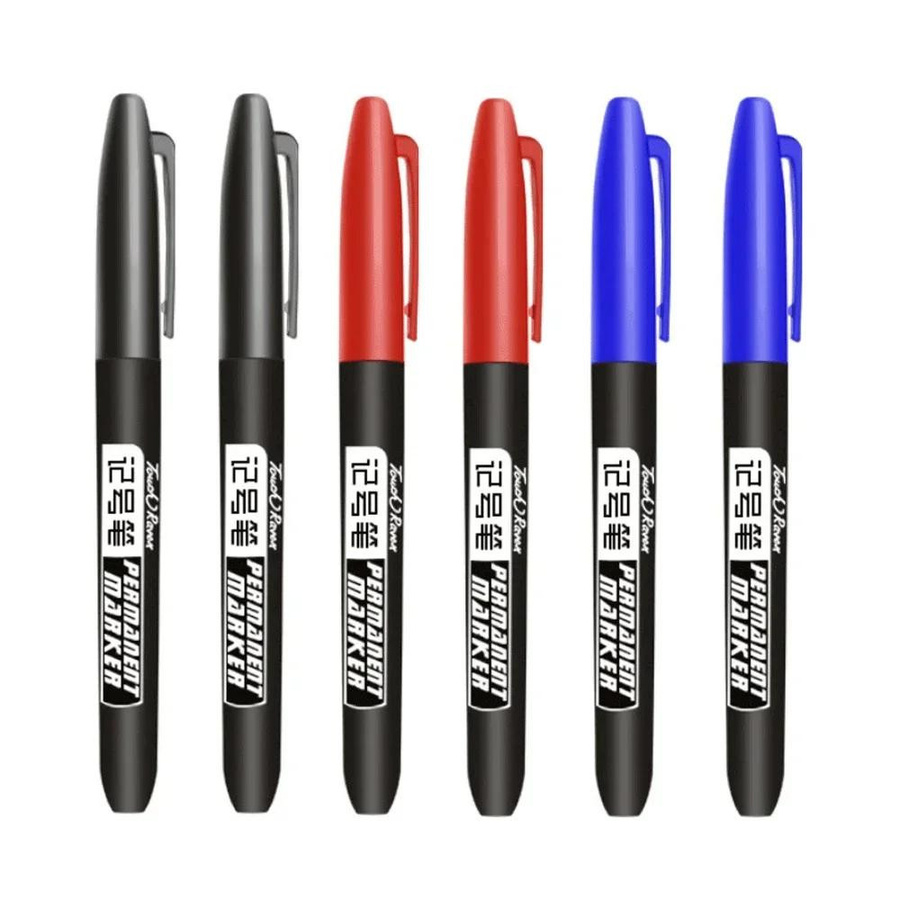 6er Set Permanentmarker mit feiner Spitze, wasserfeste Tinte in Schwarz, Blau und Rot, 1,5 mm Strichstärke - Bild 3