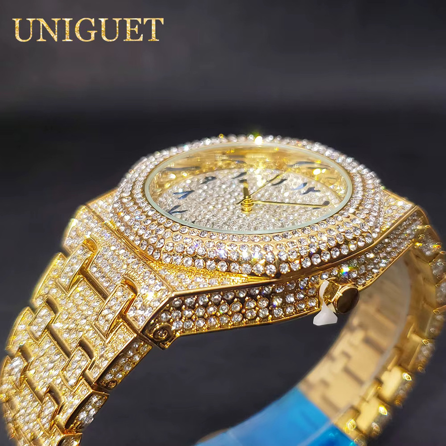 UNIGUET Armbanduhr Gold, Edelstahl, Diamantbesetzt, Blau, Herren - Bild 2