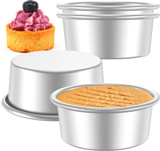 Willstar Kuchenbackform Set aus Edelstahl, rund, silber, Antihaftbeschichtung, Durchmesser: 10,16 cm - Bild 1