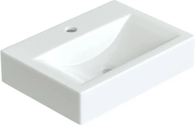 Aquabatos Aufsatzwaschbecken aus Keramik in Weiß, rechteckig, B: 45,5 cm, T: 33 cm, H: 10 cm - Bild 1