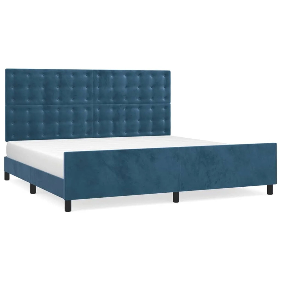 vidaXL Bettgestell aus Samt in Dunkelblau mit Massivholz-Elementen B/T/H: 200 x 200 x 128 cm - Bild 2