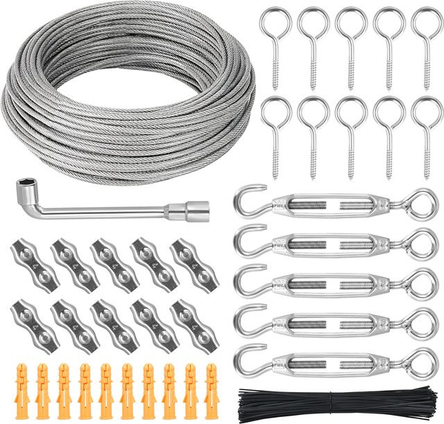 Jugacool Edelstahl Drahtseil Set in Silber, 30 m Länge, Durchmesser: 3 mm - Bild 1