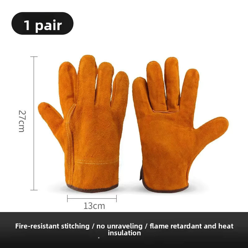 Hitzebeständige und flammhemmende Schweißhandschuhe aus Rindsleder in Orange - Bild 5