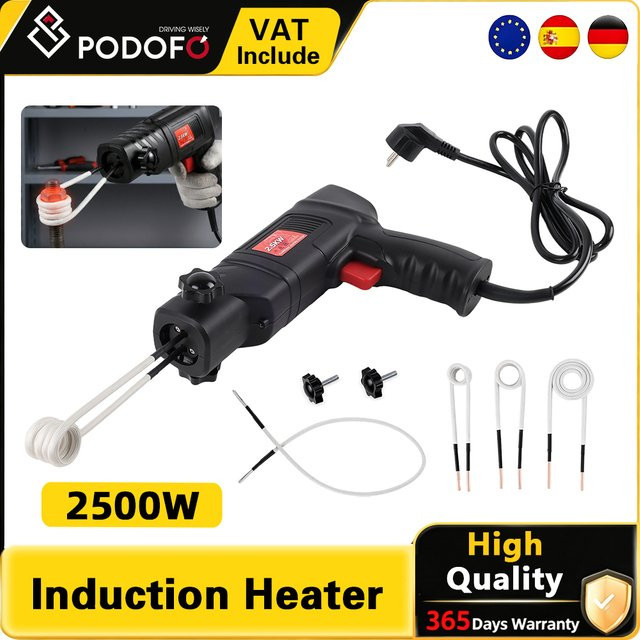 Podofo Magnetischer Induktionsheizer 2500W in Schwarz, Handgehaltener Bolzenentferner und Schnellheizgerät zur Entfernung rostiger Muttern für Kfz-Werkstätten und Mechaniker - Bild 1
