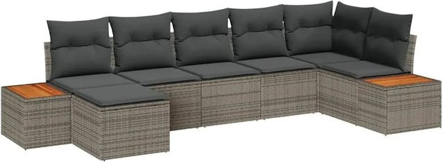 vidaXL Gartensofa-Set aus Polyrattan in Grau mit Kissen und integriertem Stauraum - Bild 1