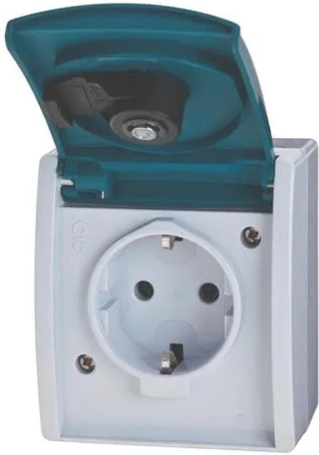 Busch-Jaeger Steckdose Aufputz mit Schloss Serie Ocean IP 44 - Bild 1