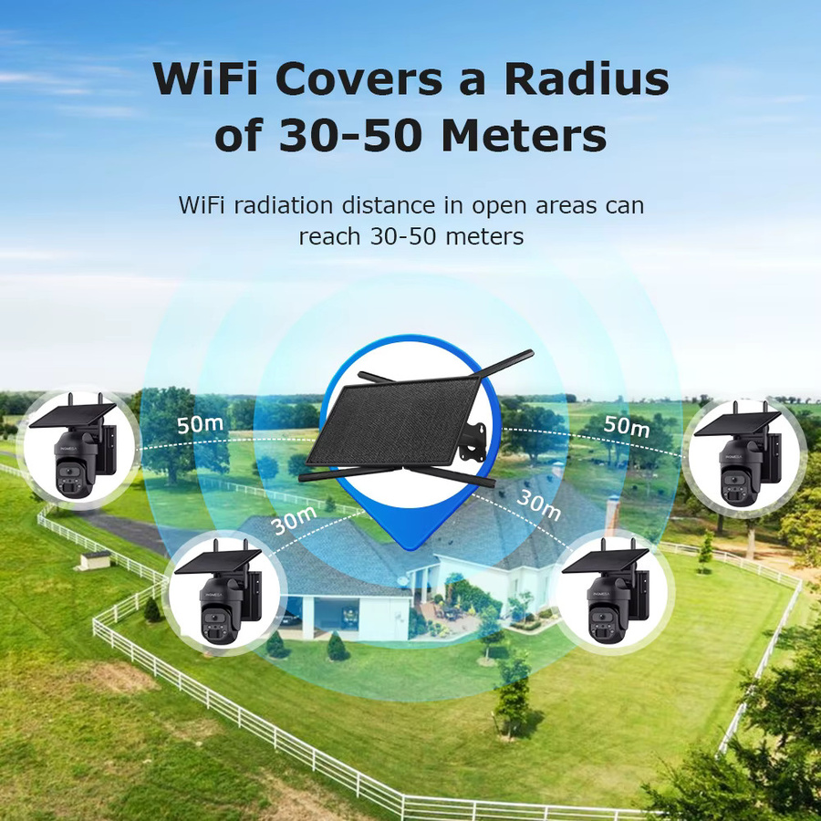 INQMEGA 4G Solar WiFi Kamera mit 150Mbps Repeater und PTZ Funktion, IP66 Wasserdicht, Schwarz - Bild 5