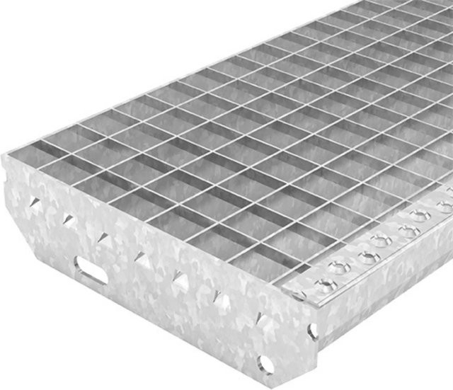 FeNau Gitterroststufe aus Stahl in Silber B/T/H: 90 cm x 27 cm x 3,5 cm mit Rutschhemmung R10 - Bild 1