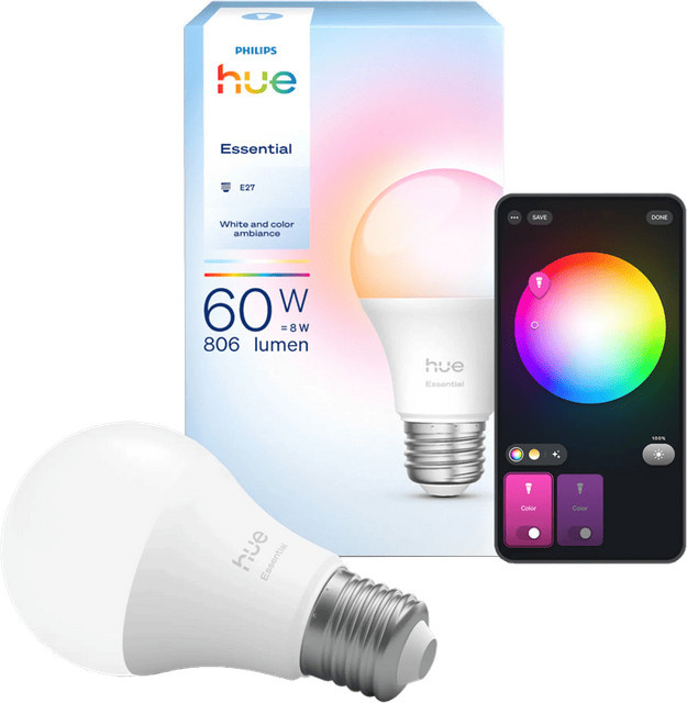 Philips Hue Essential A60 White & Color LED Smart Bulb E27 dimmbar mit Bluetooth und RGB - Bild 1
