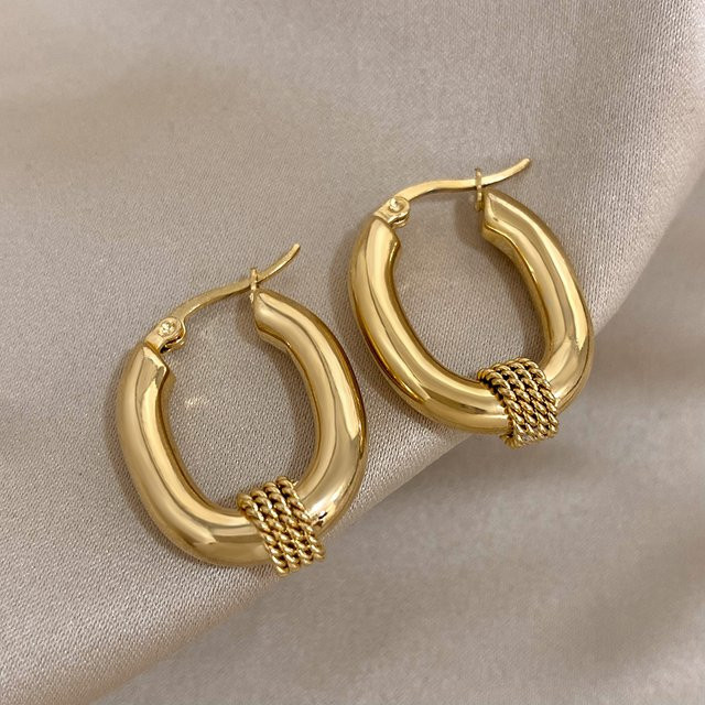 ALLYES Creolen Edelstahl, Gold, Damen - Bild 1
