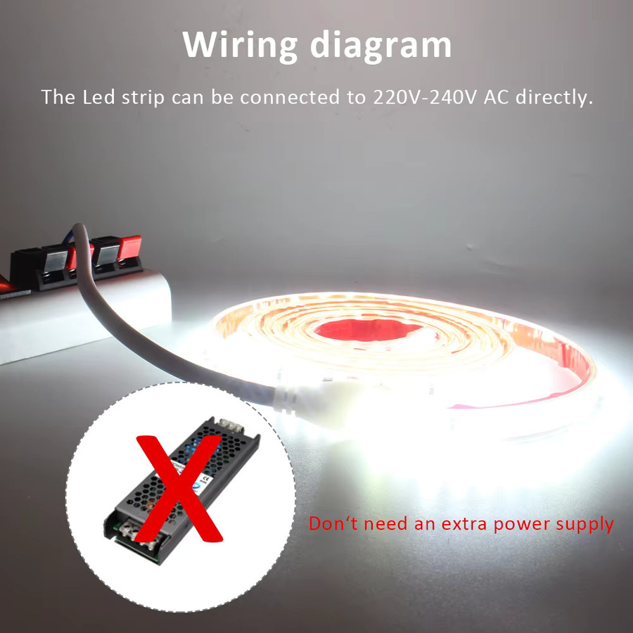 MJJCLED LED-Streifenlicht IP67 wasserdicht mit 120 LEDs/m, CCT Warmweiß/Kaltweiß, 230V AC, flexibler LED-Band für die Heimbeleuchtung - Bild 3