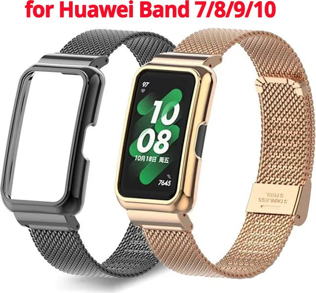 AMAZFEEL Uhrenarmband Edelstahl, Silber, Huawei Band 10 9 8 7 6, Unisex - Bild 1