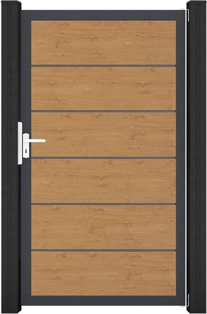 GroJa Tor 1-flg. Basicline Premium in Asteiche Natur mit Rahmen DB703, Breite: 100 cm, Höhe: 180 cm - Bild 1