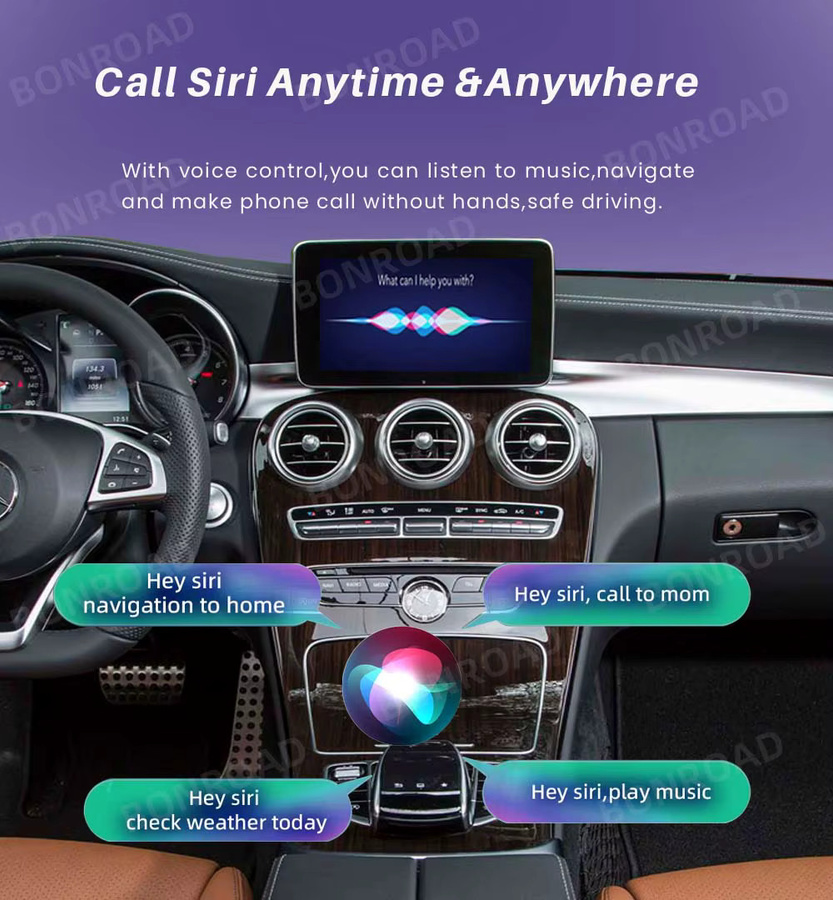 BONROAD Kabelloses CarPlay Modul für Mercedes Benz A B C E Klasse GLA CLA GLC GLK SLK CLS NTG4.5/4.7/5.0 mit Android Auto, MirrorLink, Bluetooth und GPS in Schwarz - Bild 5