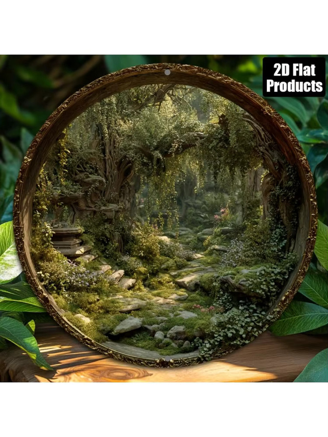 Rundes Metall-Wandschild mit Baum-Motiv von CIFBUY, Durchmesser: 20,32 cm - Bild 5