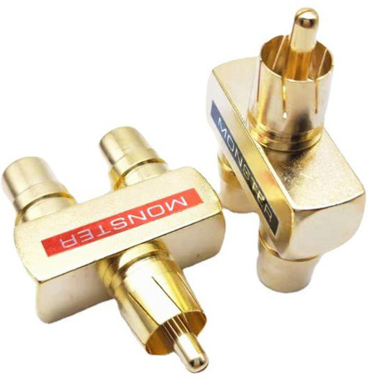 RCA x Male Stecker auf 2x RCA Buchse Audio Adapter in Gold - Bild 1