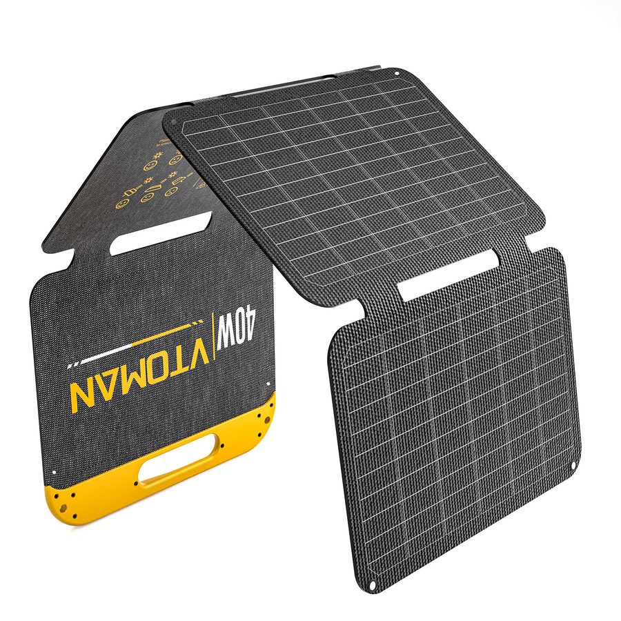 VTOMAN Faltbares 40W Solarpanel in Schwarz, Tragbares Wasserdichtes Solarladegerät mit USB-C und USB-A Ausgängen für Handy, Tablet und Jump 100/FlashSpeed300, Ideal für Camping, Reisen und Wandern - Bild 9