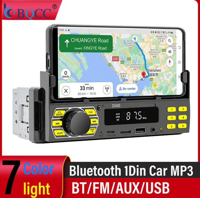 BQCC 1DIN Auto MP3 Player mit Bluetooth, Sprachsteuerung und FM Radio in Schwarz - Bild 1