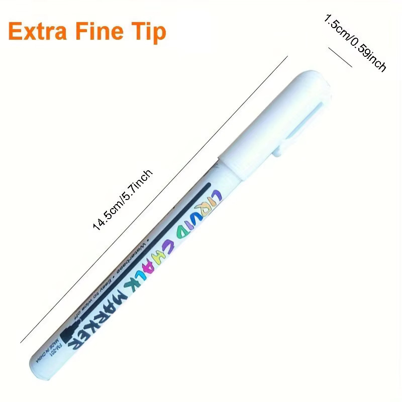 2er-Pack weiße Flüssigkreide-Marker mit extra feiner Spitze, trocken und nass abwischbare Markierungsstifte für Tafeln, Kalender und Fenster - Bild 2